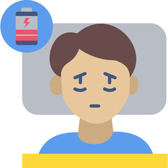 Fatigue Icon &ndash; Flat Style Tiredness, Exhaustion and Low Energy Symbol