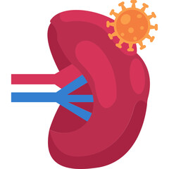Lymph Virus Icon &ndash; Flat Style Pathogen, Infection and Immune System Symbol