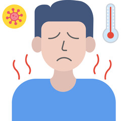 Fever Icon &ndash; Flat Style High Temperature, Illness and Health Symptom Symbol