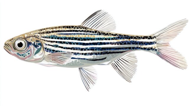 Zebra fish illustration isolated on white background scientific diagram