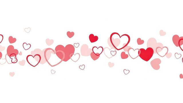 Seamless Valentine's Day heart border on white background