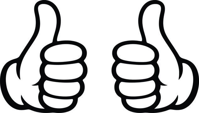 Black Outline Double Thumbs Up Hand Illustration