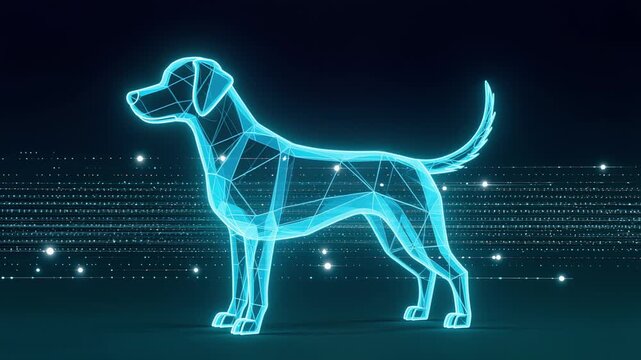 Digital Dog Anatomy Visualization with Holographic Wireframe Effect