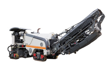 white asphalt paver isolated on white background