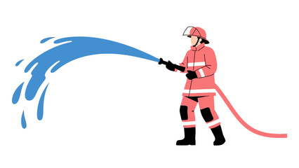 Obraz premium Firefighter spraying water from a hose