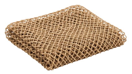 Tan woven net isolated PNG, fishing or decorative netting material for crafts and nautical themes on transparent background
