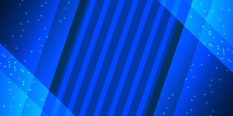 Blue abstract geometric background with diagonal stripes and glowing particles for technology banner