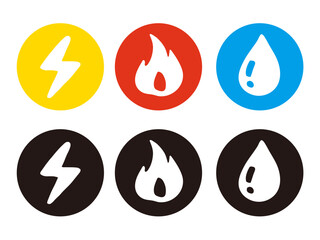 Utility Bills Vector Icons &ndash; Electricity, Gas and Water Costs