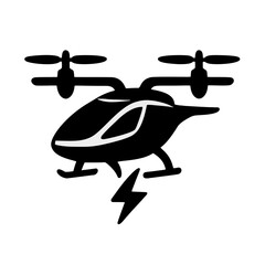 Icon Electric Vertical Take-Off and Landing (eVTOL): A sleek, futuristic air taxi icon. © Abayal