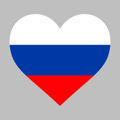 Love Russia illustration - Russian flag inside heart shape high quality vector isolated 
