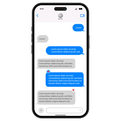 Modern smartphone messaging app interface mockup with chat bubbles