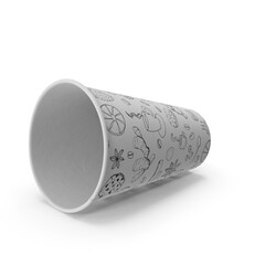 paper coffee cup 16oz with a hand-drawn illustration pattern.
