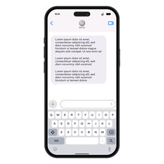 Modern smartphone screen showing messaging app interface with keyboard