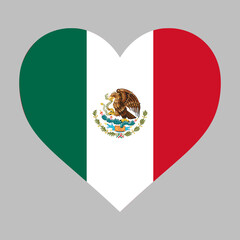 Love Mexico illustration - Mexican flag inside heart shape high quality vector isolated 