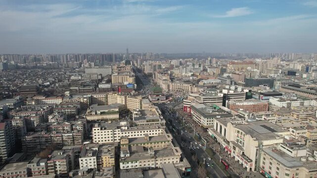 Xi'an City Skyline Aerial View, Shaanxi Province China
