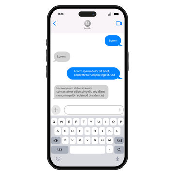Modern smartphone screen showing text message chat interface mockup.