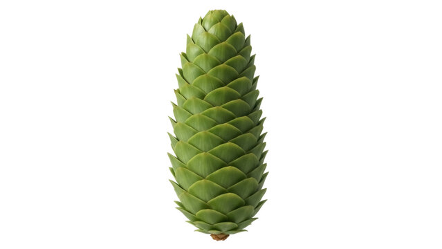Green monkey puzzle tree cone isolated PNG on transparent background, evergreen conifer seed pod for Christmas decoration