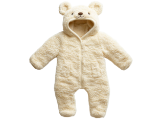 Adorable cream colored teddy bear onesie for baby