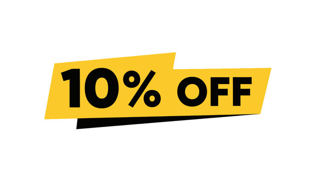 10 Off Discount Sale Promotion Yellow Sticker Banner.