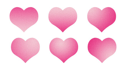 Pastel magenta pink hearts set, PNG cutout clipart stickers isolated on transparent background