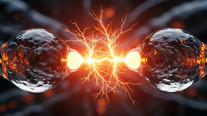 Abstract Electrical Discharge Between Two Plasma Orbs Science Concept