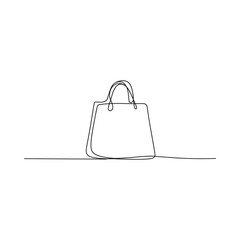 Naklejka premium Minimalist continuous line drawing of a simple handbag isolated on a white background