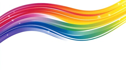 Abstract colorful curved lines with shining sparkles against white backdrop