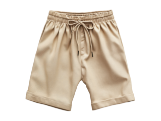 Beige athletic shorts with drawstring waist