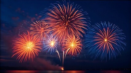 Vibrant fireworks display in night sky