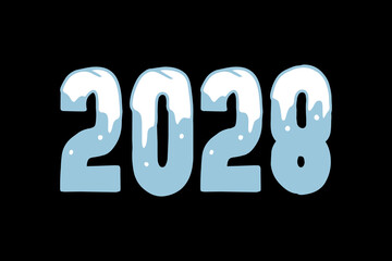 Happy new year 2028. Design for calendar, cover, card and media post. 2028 new year logo.