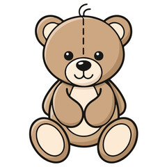 Cute cartoon teddy bear isolated on transparent background