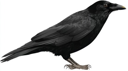 Fototapeta premium Black crow illustration isolated on white background digital artwork