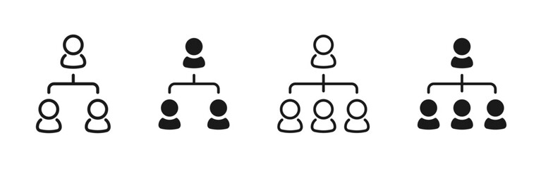 Hierarchy and organization icon showing corporate structure and team management. Clean vector symbol for business chart, leadership, company workflow, employee reporting and organizational planning.