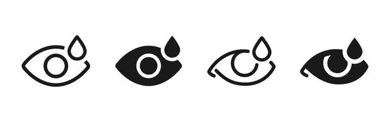 Eye pain and tear icon representing vision problems, eye irritation and medical symptoms. Vector symbol for ophthalmology, dry eye, crying and healthcare concepts.