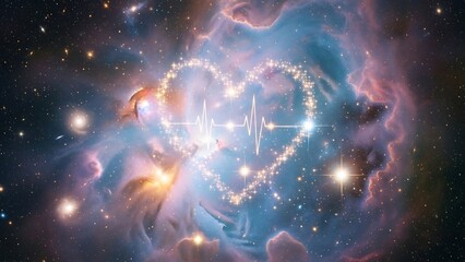 Vibrant Heart Shaped Nebula Galaxy Space.
