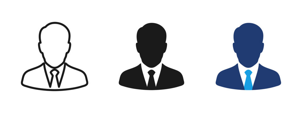 Businessman icon. Boss symbol. Executive manager vector pictogram. Office worker or employee concept. Corporate suit sign for business and management.