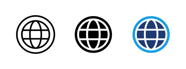 Web internet icon. Global world symbol for internet, network, international communication, worldwide business, travel and web applications.