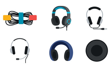 Headphones and Headset Accessories Vector Set