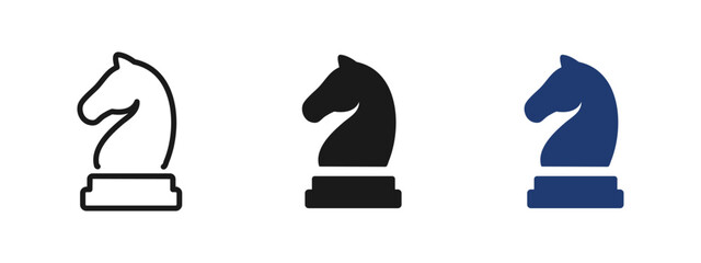 Chess knight strategy icon symbolizing planning, tactics and decision making. Business strategy, leadership, competition and management concept for corporate, finance and consulting projects. © Chelpanoff