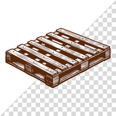 Industrial Warehouse Shipping Pallet for Logistics, Wooden Pallet Illustration Isolated on White Background