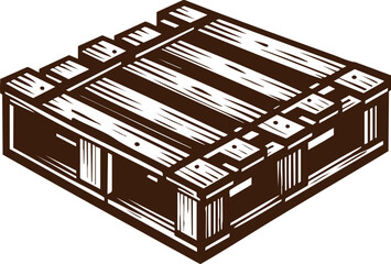 Industrial Warehouse Shipping Pallet for Logistics, Wooden Pallet Illustration Isolated on White Background