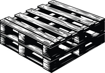 Stacked Industrial Warehouse Shipping Pallet for Logistics Illustration Isolated on White Background