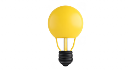 Yellow light bulb isolated modern design round shape energy concept creativity innovation bright minimal style electricity cheerful mood