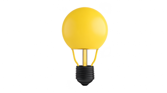 Yellow light bulb isolated modern design round shape energy concept creativity innovation bright minimal style electricity cheerful mood - Powered by Adobe