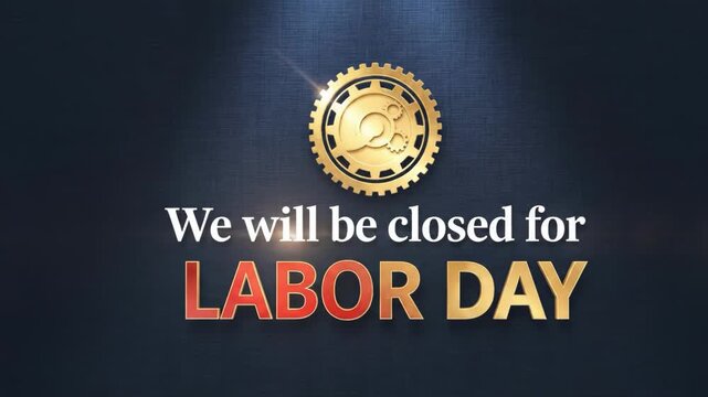 We will be closed announcement with gold gear icon