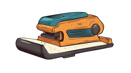 Illustrated power sander tool on white background industrial concept