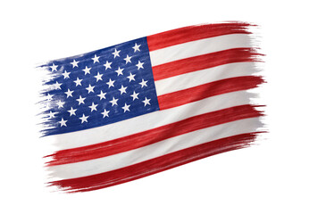 Obraz premium American flag painted with brush strokes stars stripes, isolated on a transparent background