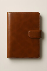 Brown leather notebook with clip