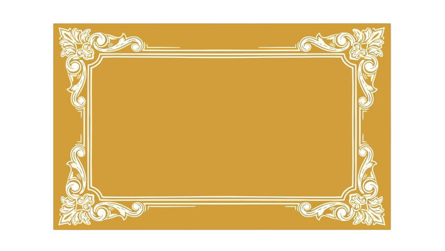 Elegant Golden Vintage Rectangular Frame with Ornate Floral Corner Decorations, Ideal for Upscale Invitations and Menu Designs