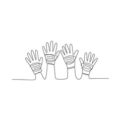 Obraz premium Four hands drawn in a continuous line style showcasing a minimalist aesthetic